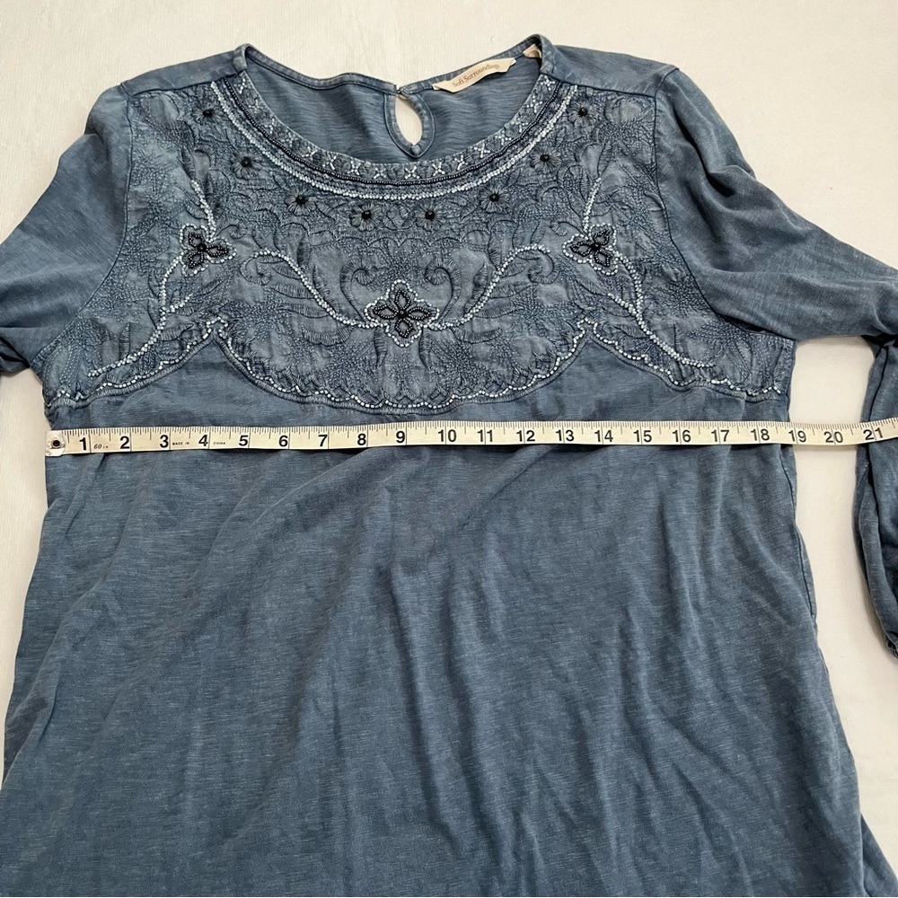 Soft Surroundings Blue Embroidered Beaded Tunic - Picture 9 of 10